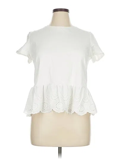 Pre-owned Kate Spade New York Short Sleeve Top White Mock Neckline Tops