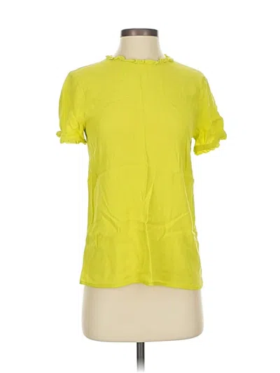 Pre-owned Kate Spade New York Short Sleeve Top Yellow Mock Neckline Tops