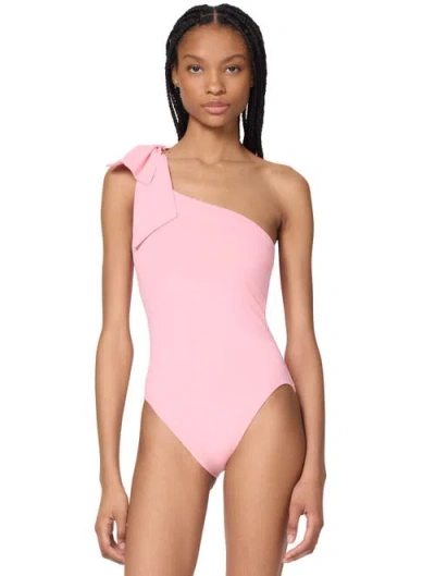 Kate Spade New York Shoulder Bow Tie One Shoulder One Piece Swimsuit In Pink