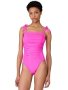 Kate Spade New York Shoulder Tie One Piece Swimsuit In Vivid Snapdragon