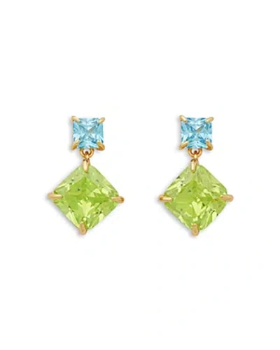 Kate Spade New York Showtime Square Cubic Zirconia Drop Earrings In Green