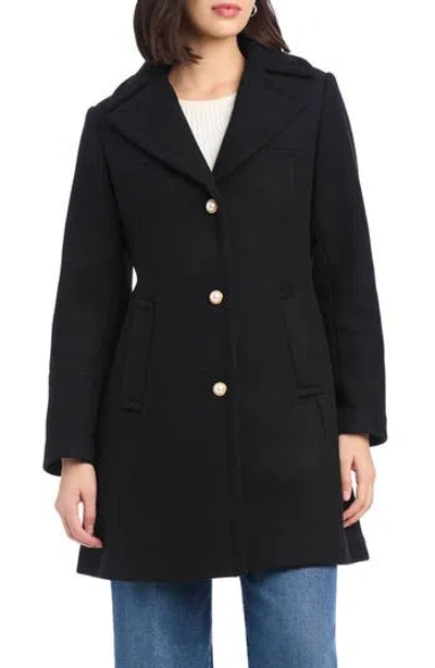 Kate Spade New York Single Breasted Wool Blend Coat In Black