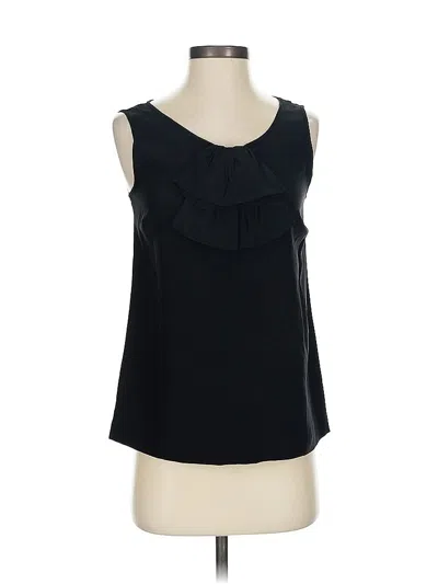 Pre-owned Kate Spade New York Sleeveless Silk Top Black Ruffles Neckline Tops