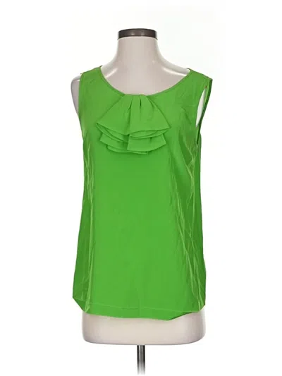 Pre-owned Kate Spade New York Sleeveless Silk Top Green Ruffles Neckline Tops