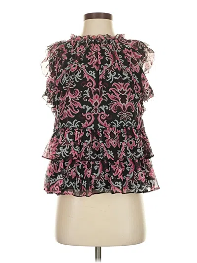 Pre-owned Kate Spade New York Sleeveless Silk Top Pink Ruffles Neckline Tops