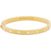 Kate Spade New York Set In Stone Imitation Pearl Hinged Bangle Bracelet In White/gold