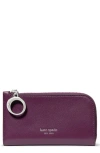 Kate Spade New York Small Halo Fine Grain Leather Zip Wallet In Purple