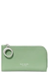 Kate Spade New York Small Halo Fine Grain Leather Zip Wallet In Green