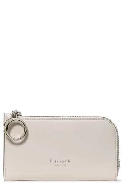 Kate Spade New York Small Halo Fine Grain Leather Zip Wallet In White