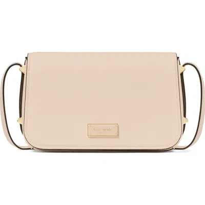 Kate Spade New York Small Liv Pebble Leather Flap Crossbody Bag In Milk Glass