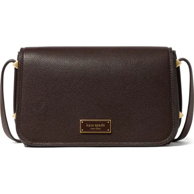 Kate Spade New York Small Liv Pebble Leather Flap Crossbody Bag In Brown