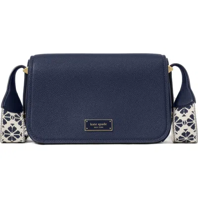 Kate Spade New York Small Liv Pebble Leather Flap Crossbody Bag In Parisian Navy