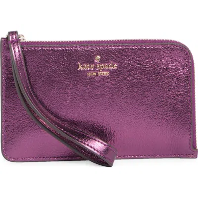 Kate Spade New York Small L-zip Leather Wristlet In Dark Raspberry