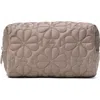 Kate Spade New York Small Tilly Quilted Fabric Cosmetics Case In Gray