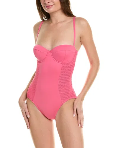 Kate Spade New York Smocked Underwire One Piece Swimsuit In Pink Cloud
