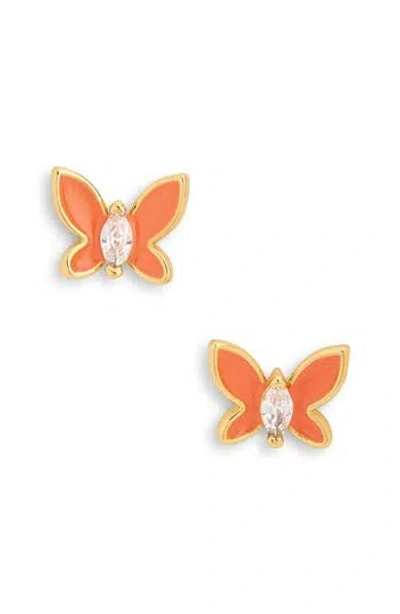 Kate Spade New York Social Butterfly Mini Stud Earrings In Orange