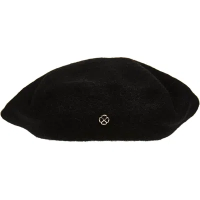 Kate Spade New York Solid Wool Blend Beret In Black