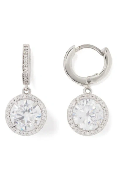Kate Spade New York Something Sparkly Cubic Zirconia Drop Huggie Hoop Earrings In Metallic