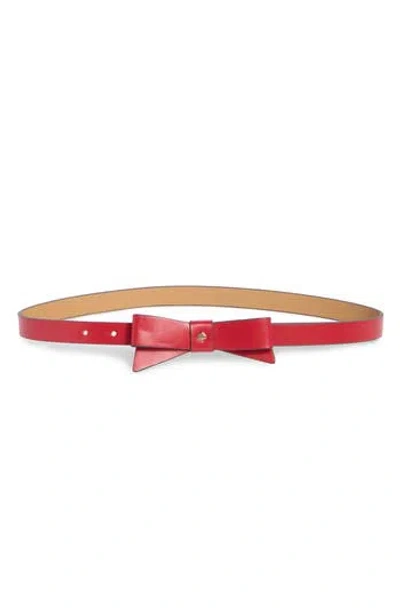 Kate Spade New York Spade Bow Leather Belt In Red