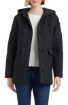 Kate Spade New York Spade Floral Quilted A-line Jacket In Black