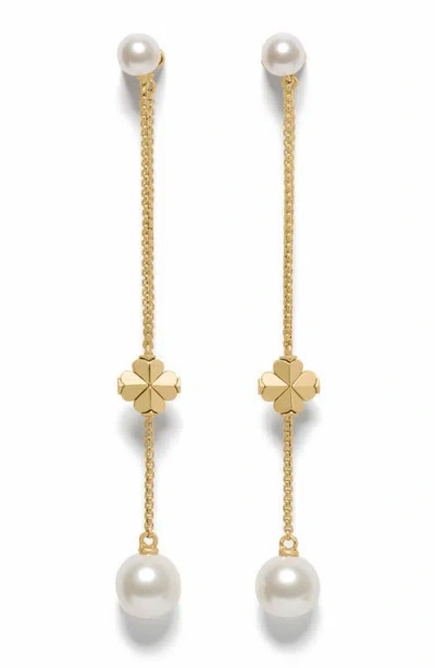 Kate Spade New York Spade Flower & Faux Pearl Chain Linear Earrings In Gold