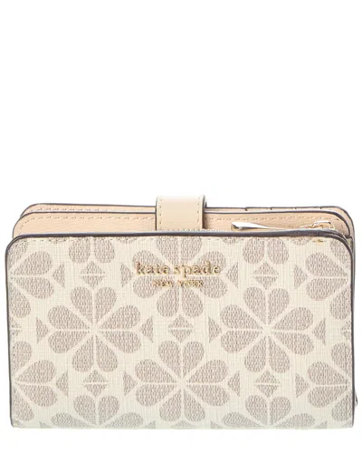 Kate Spade New York Spade Flower Coated Canvas Compact Wallet In Neutral