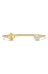 Kate Spade New York Spade Flower Faux Pearl Cuff Bracelet In Gold