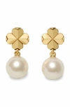 Kate Spade New York Spade Flower Faux Pearl Drop Earrings In Gold