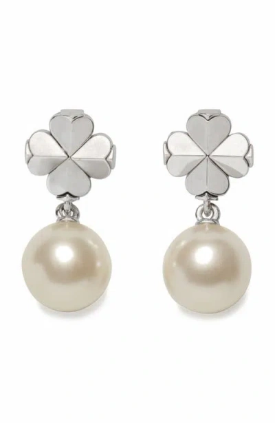 Kate Spade New York Spade Flower Faux Pearl Drop Earrings In Metallic