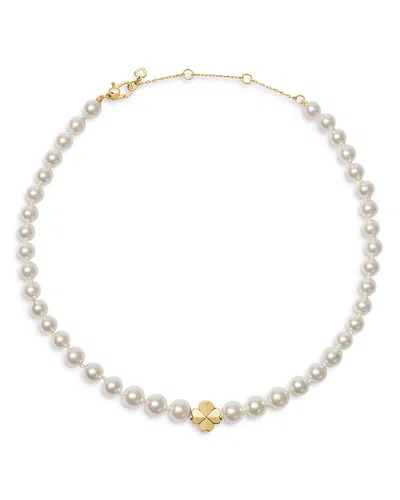 Kate Spade New York Spade Flower Imitation Pearl Collar Necklace, 16-19 In Gold