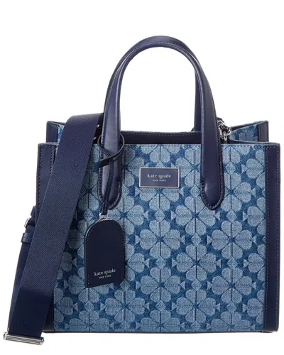 Kate Spade New York Spade Flower Jacquard Denim Manhattan Small Tote In Blue