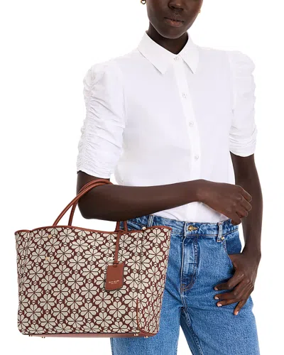 Kate Spade New York Spade Flower Jacquard Tote In Burgundy Multi