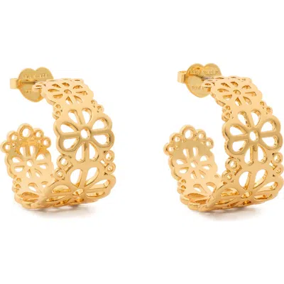 KATE SPADE KATE SPADE NEW YORK SPADE FLOWER LACE HOOP EARRINGS
