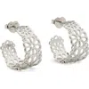 Kate Spade New York Spade Flower Lace Hoop Earrings In Silver