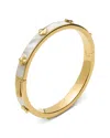 Kate Spade New York Spade Flower Mother Of Pearl Hinge Bangle Bracelet In Gold