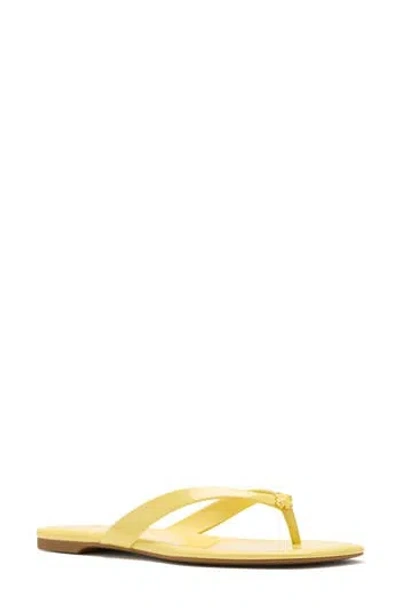 Kate Spade New York Spade Flower Patent Leather Flip Flop In Yellow