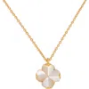 Kate Spade New York Spade Mother-of-pearl Flower Mini Pendant Necklace In Gold