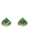 Kate Spade Colored Cubic Zirconia Spade Stud Earrings In Green