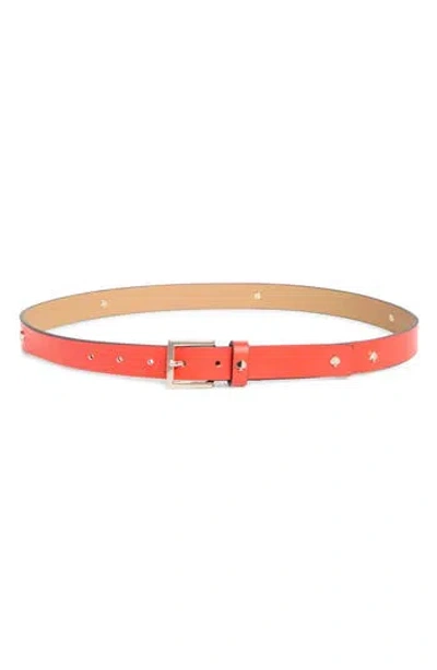 Kate Spade New York Spade Stud Leather Belt In Maraschino