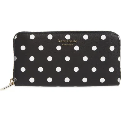 Kate Spade New York Spencer Sunshine Dot Zip Around Continental Wallet In Black Multi