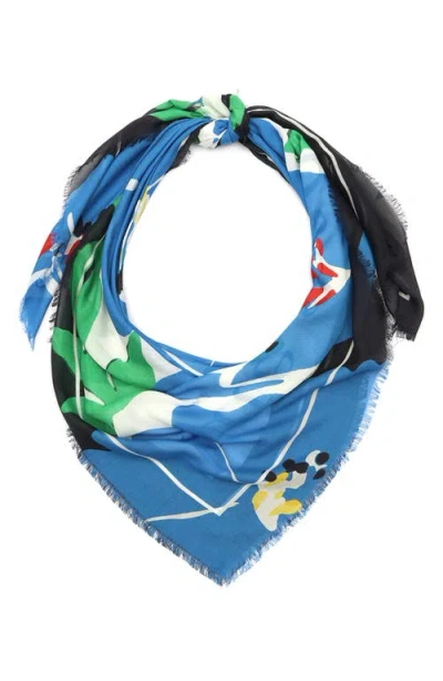 Kate Spade New York Springtime Bloom Square Scarf In Blue/cream