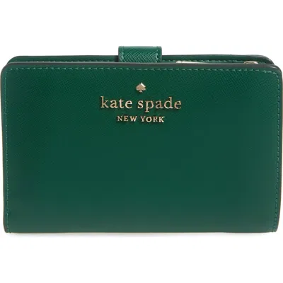 Kate Spade New York Staci Medium Bifold Leather Wallet In Deep Jade