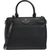 Kate Spade Staci Medium Black Saffiano Leather Crossbody Satchel Bag Handbag In Black