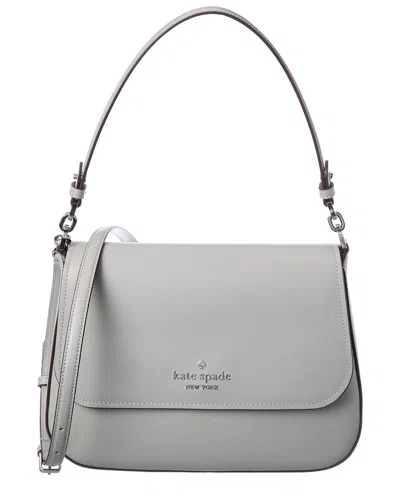 Kate Spade New York Staci Saffiano Leather Flap Shoulder Bag In Gray