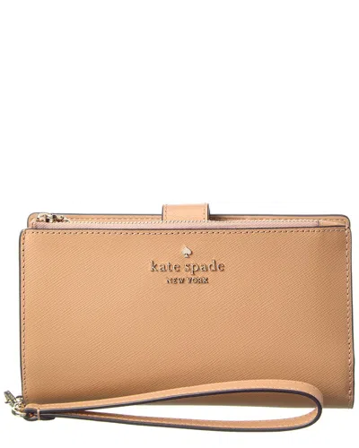 Kate Spade New York Staci Saffiano Leather Phone Wallet Wristlet In Brown
