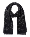 Kate Spade New York Starlight Sparkle Wool-blend Oblong Scarf In Black
