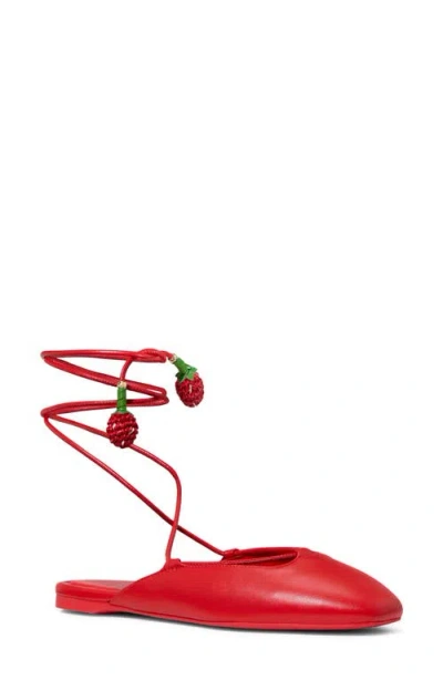Kate Spade New York Strawberry Ankle Wrap Flat In Red