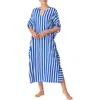 Kate Spade New York Striped Caftan Nightgown In Blue Stp