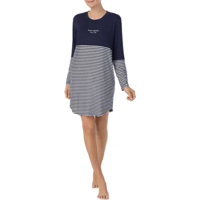 Kate Spade New York Stripe Colorblock Nightgown In Blue