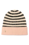 Kate Spade New York Stripe Cuff Beanie In Neutral
